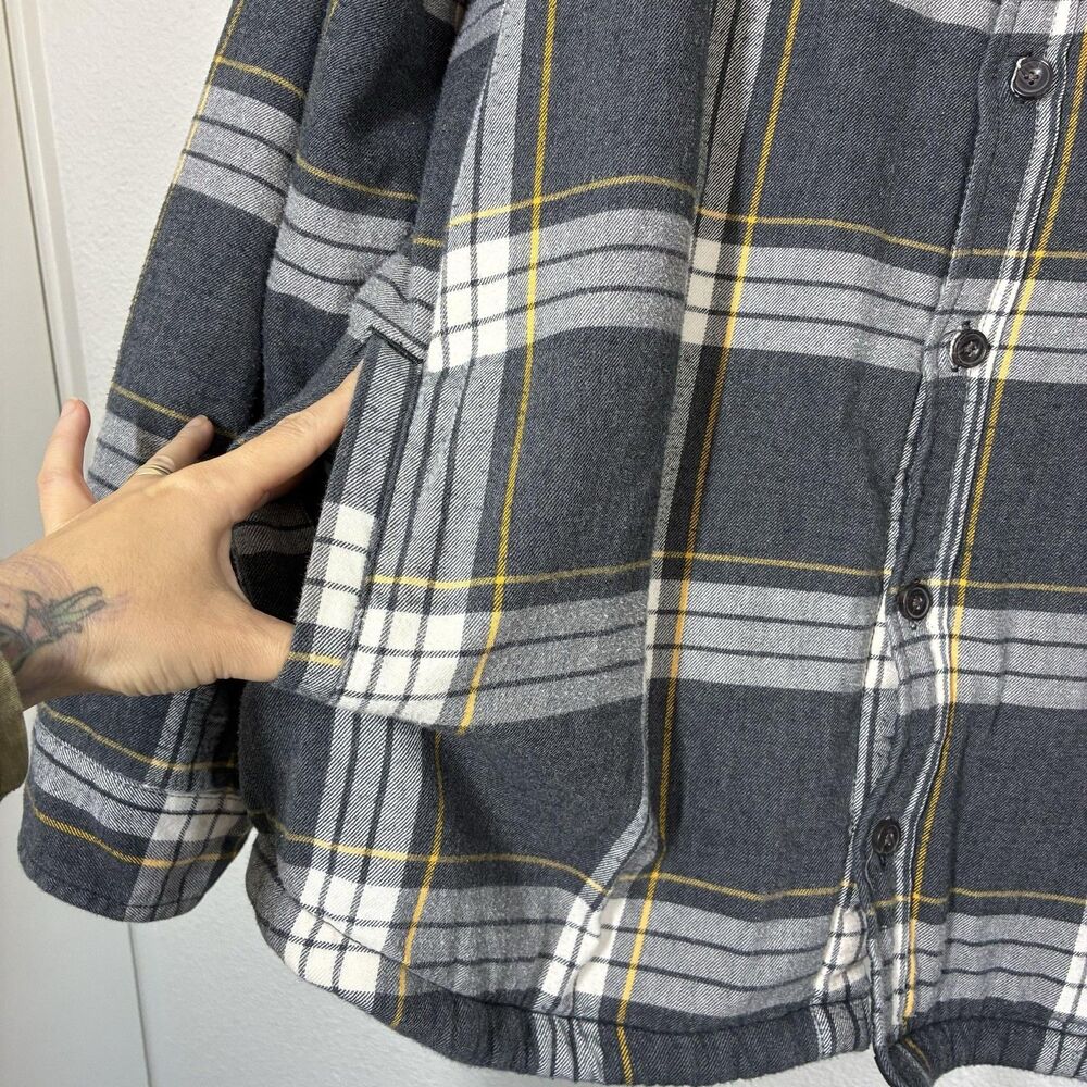 The North Face Jacket Mens 2XL Gray Plaid Sherpa Lined Flannel Shirt Jacket - Picture 12 of 16